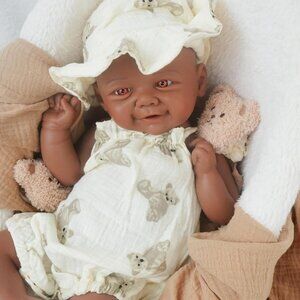 16.9in Full Silicone Not Vinyl Reborn tan Baby Girl Dolls Lifelike Reborn Baby